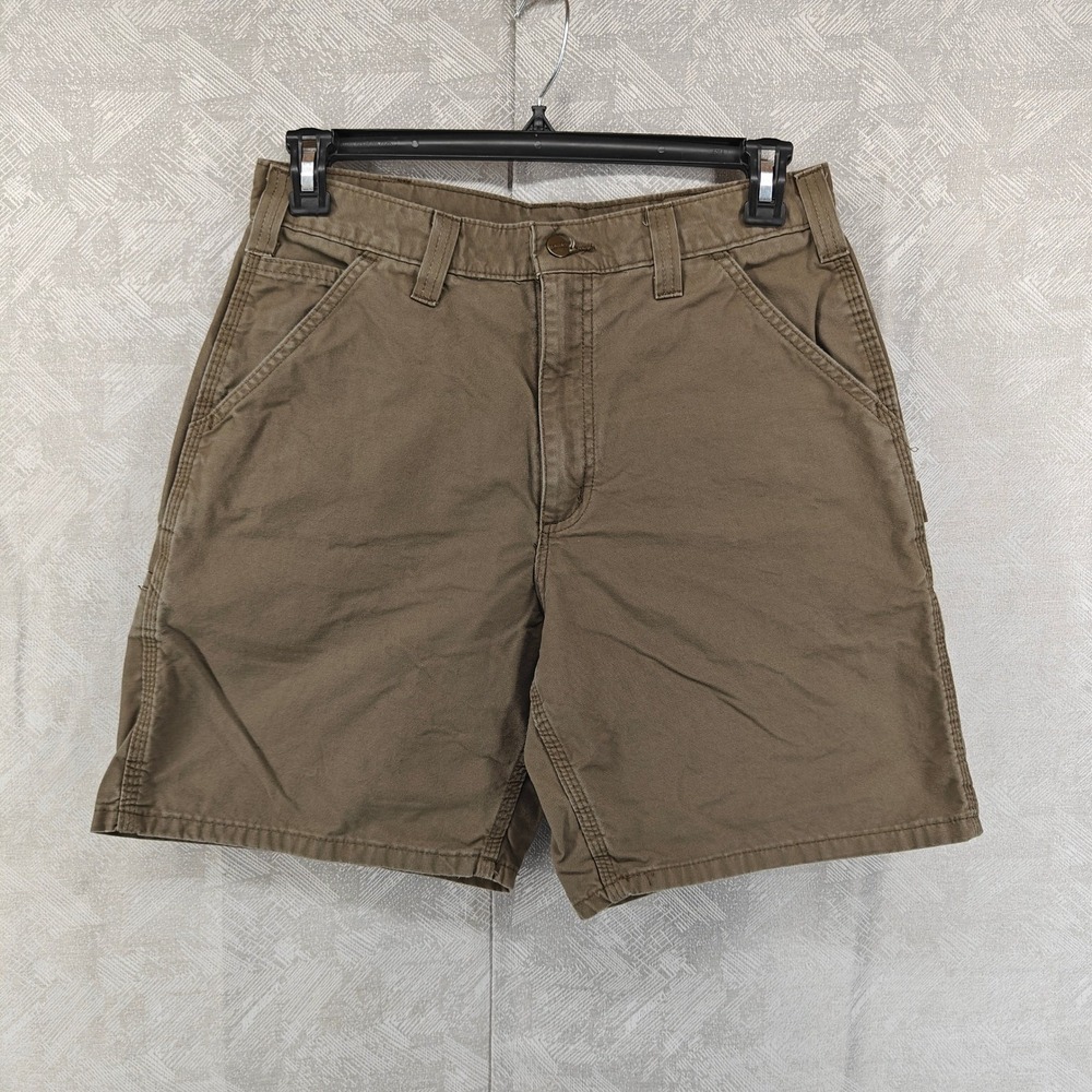 Vintage Carhartt Canvas Carpenter Shorts Men 32 Brown B144-LBR Workwear Utility - Picture 2 of 8